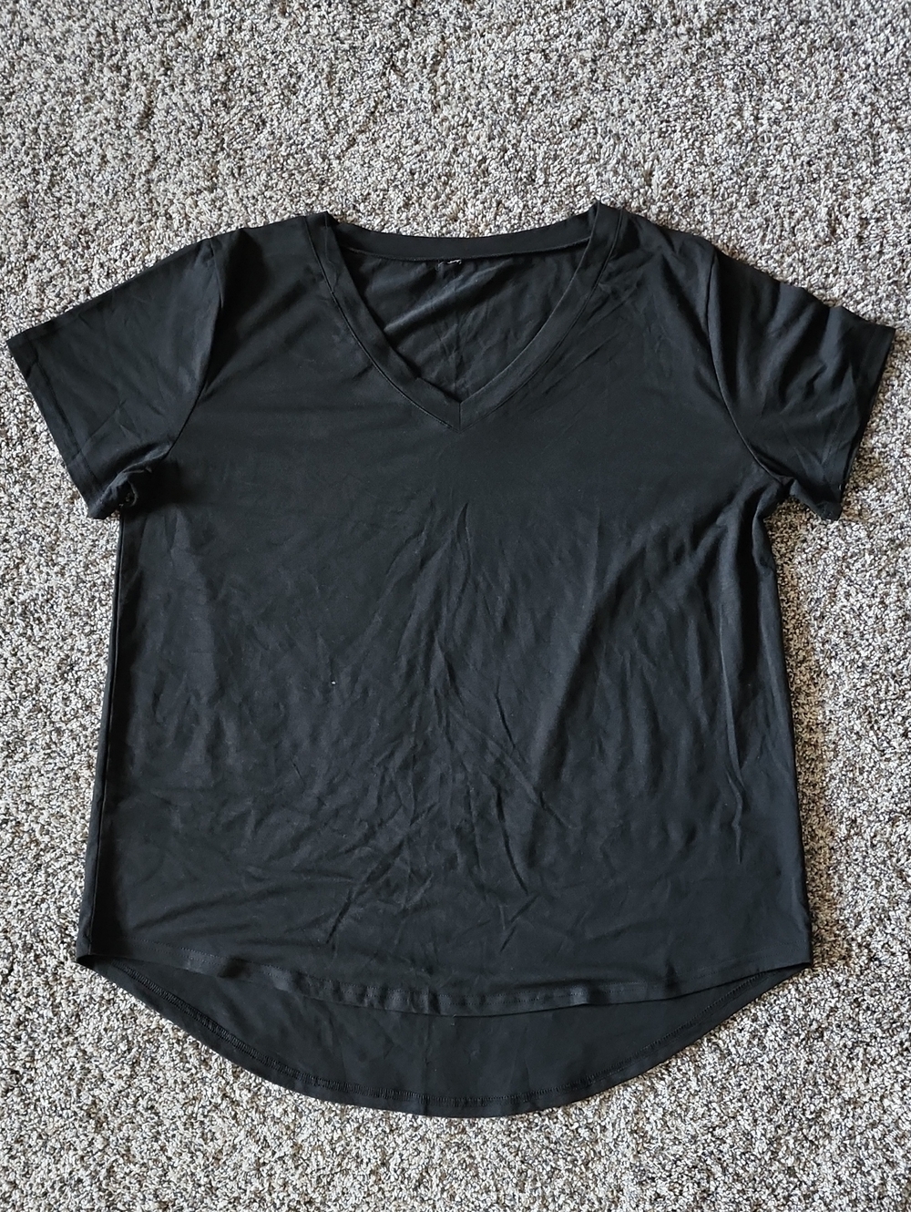Women's Black V-Neck Short Sleeve Top